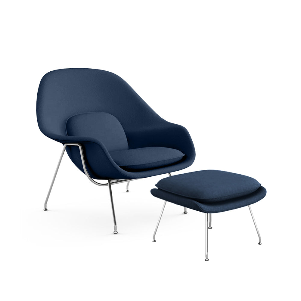 Sillón Womb Estructura Cromada con Otomana